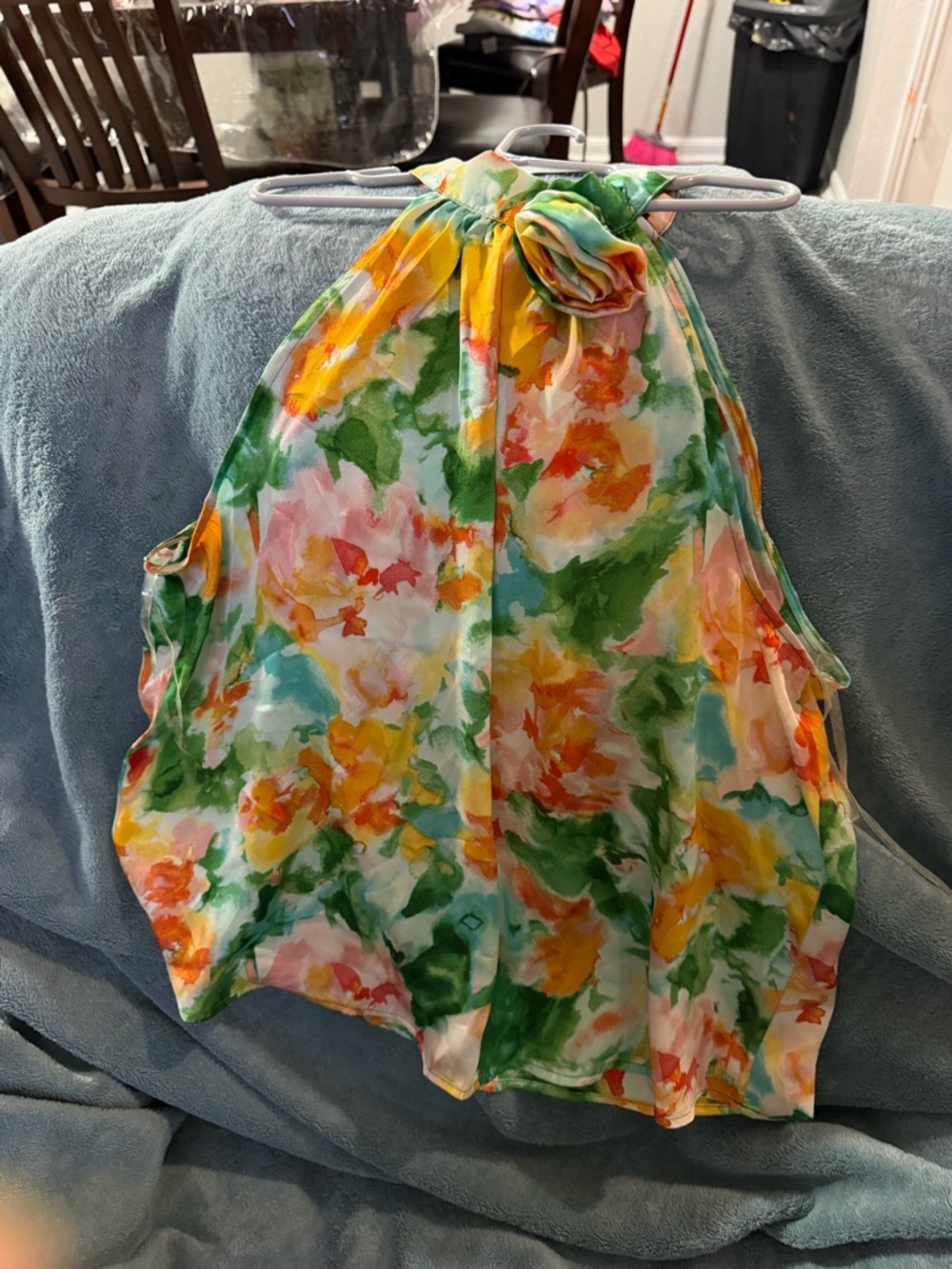 COCLICO Floral Watercolor Circle Skirt in Green, Yellow & Pink